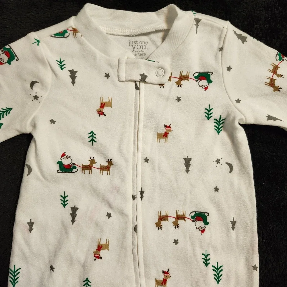 Just One You Made By Carter's Christmas Two Way Zipper Pajama With Antler Hat 6M